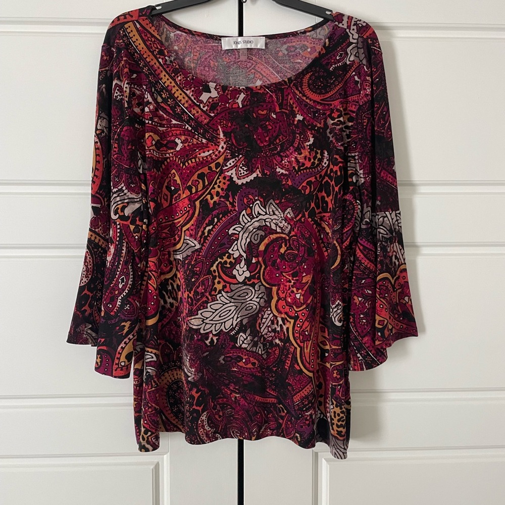 Jones Studio Burgundy Paisley Blouse